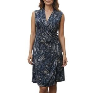 Peruvian Connection Venice Faux Wrap Dress Pima Cotton Marble Print Size Medium